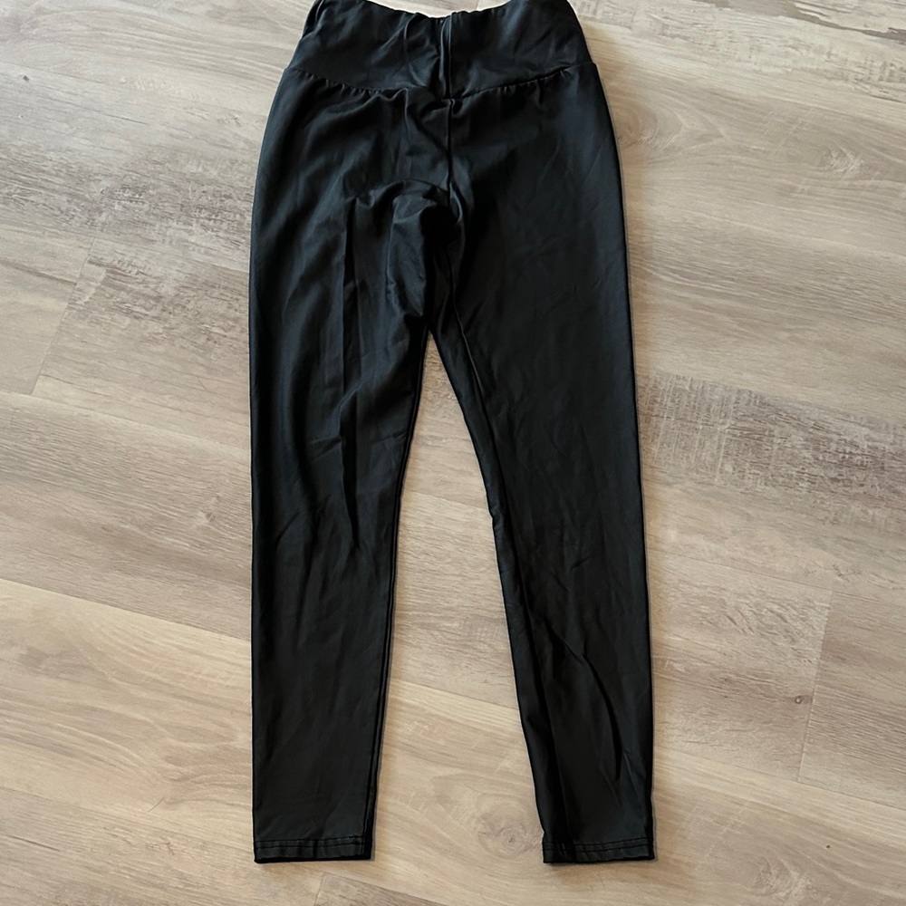 Black Faux Leather Leggings, size XS